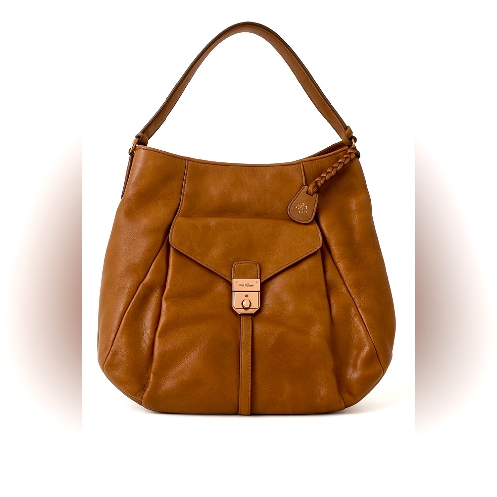 Cole Haan Genevieve Woven Leather Hobo Satchel – Saddle Brown